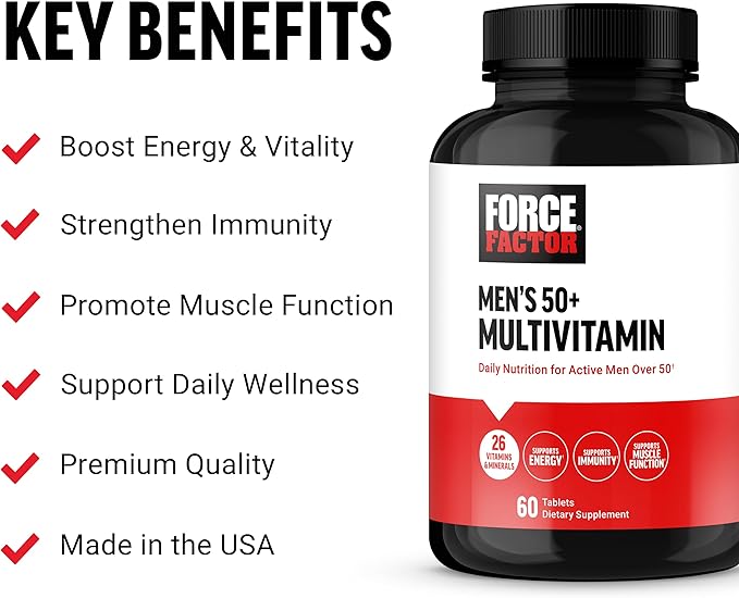 Force Factor Men’s Multivitamin 50 Plus, 26 Vitamins 60 Tablets