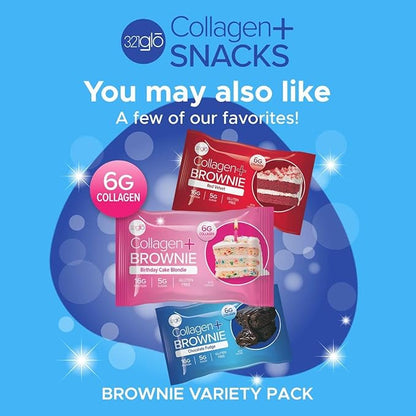 321glo Collagen Protein Brownie | Gluten Free, Low Sugar | Keto Snack for Women, Men, & Kids | 16g Protein, 6g Collagen | 12 Pack (Chocolate Fudge)