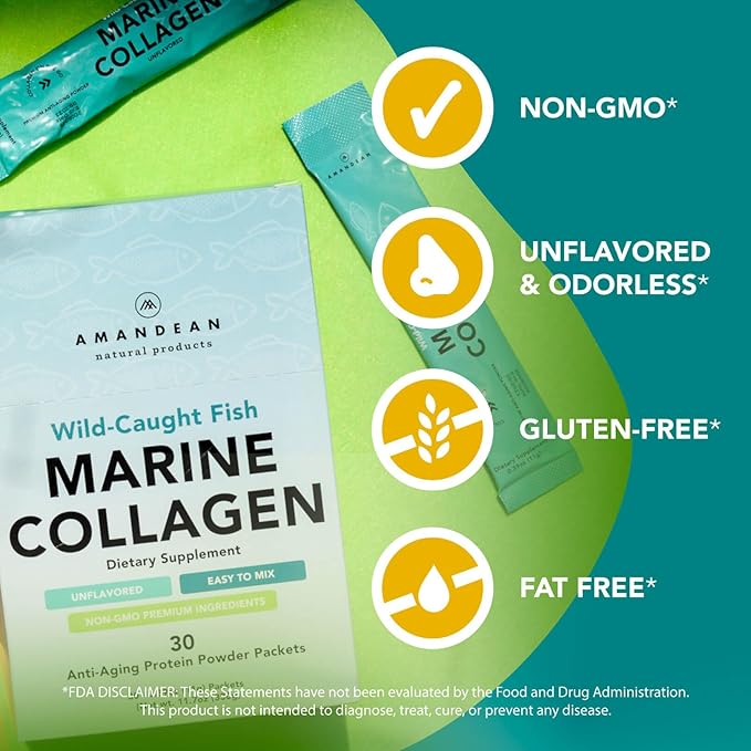 AMANDEAN Marine Collagen Peptides Powder Stick 30 Single