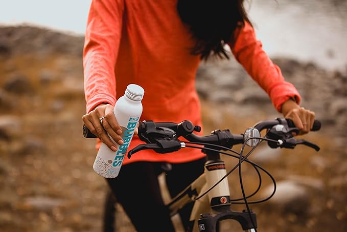 JUST Bubbles - Pure Premium Sparkling Spring Water in a Fully Recyclable Reusable Eco-Friendly Bottle - 100% Mountain-Sourced Carbonated Water with Naturally Occurring Minerals, 16 Fl Oz (Pack of 12)