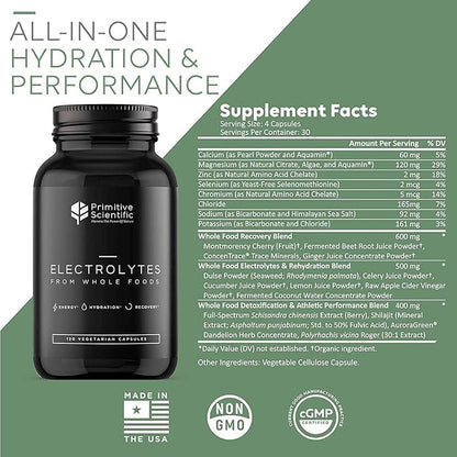 Whole Food Electrolyte Supplements, 120 Electrolyte Tablets with Magnesium, Zinc, Calcium, Potassium, and More for Energy Boost, Hydration, and Rejuvenation
