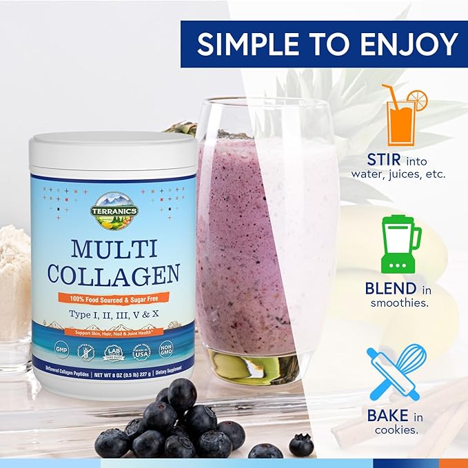 Terranics Multi Collagen Peptides Powder, Type 8oz