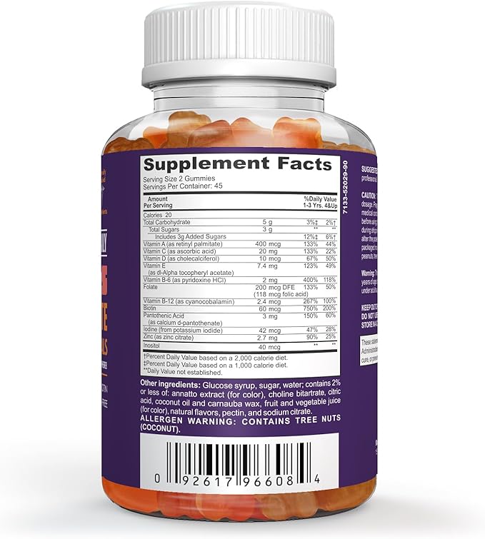 Complete Kids Multivitamin Daily Gummy Supplement E,D,B6,B12, Folate, 90 Gluten
