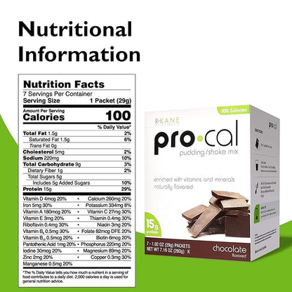 Pro-Cal Chocolate Protein Drink Mix 15g Protein 7 Packets