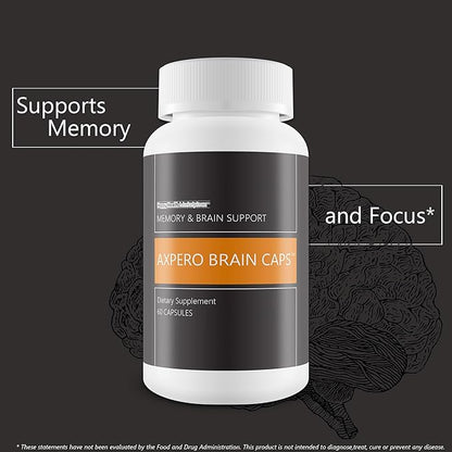 Axpero Brain Caps - Our Best Memory Brain Support Supplement for Women & Men - Axpero Oral Memory Supplement for Brain - Brain Supplements for Memory and Focus - Memory Vitamins Brain Memory Support