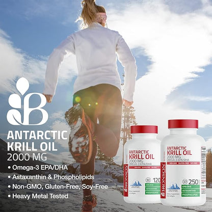 Bronson Antarctic Krill Oil 2000 mg Omega-3s EPA, 250 Softgels (125 Servings)
