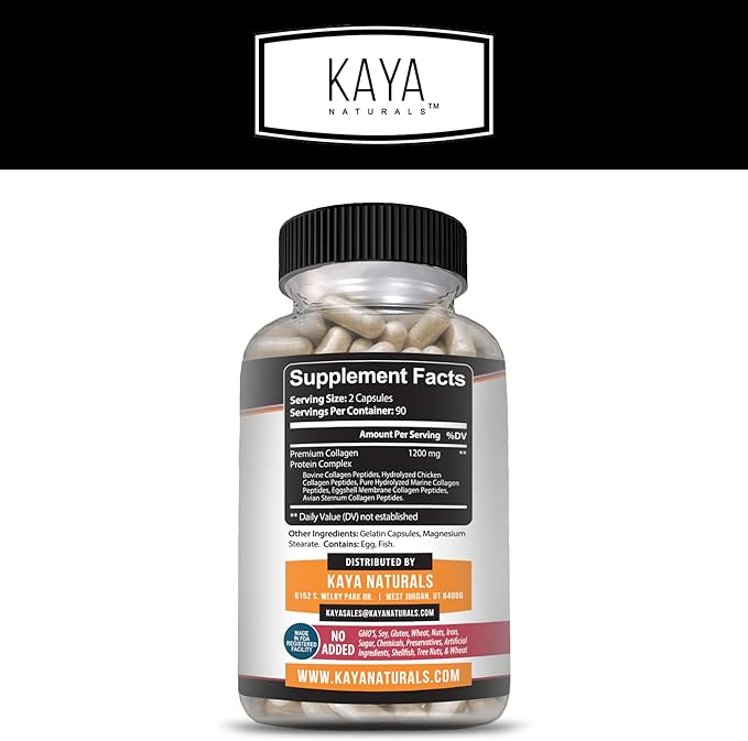 Kaya Naturals Collagen Complex, 180 Count (180 Capsules)