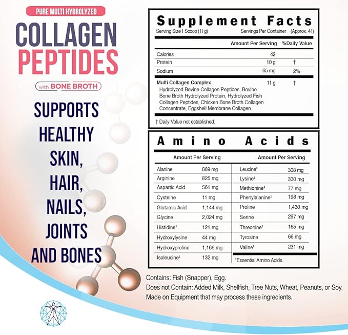 Collagen Peptides with Bone Broth 20 Grams 2 Scoops