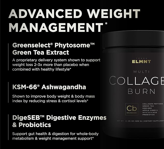 ELMNT Super Collagen Burn for Women KSM66, Biotin+