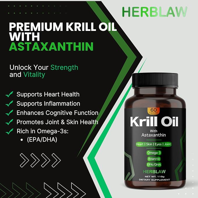 Antarctic Krill Oil 1000mg | Omega-3 | 60 Softgels
