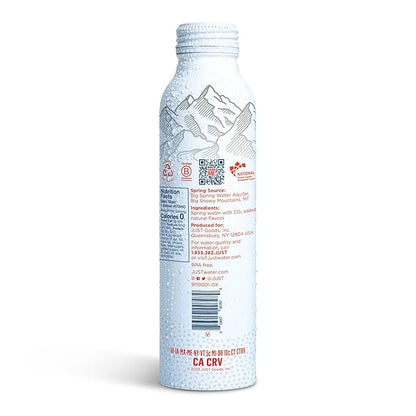 JUST Bubbles Strawberry- Pure Premium Sparkling Spring Water in a Fully Recyclable Reusable Eco-Friendly Bottle - 100% Mountain-Sourced Carbonated Water with Naturally Occurring Minerals, 16 Fl Oz
