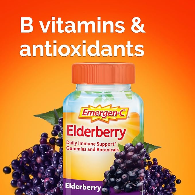 Emergen-C Elderberry Gummies, Elderberry Immune Support 36 Count