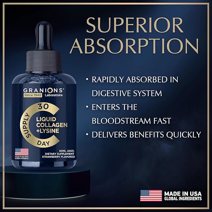 Liquid Collagen Peptides with Biotin and Lysine 100,000mcg, 50,000mcg 50,000mcg Collagen 10,000mcg Biotin 2-Pack 2x2oz 2x2oz
