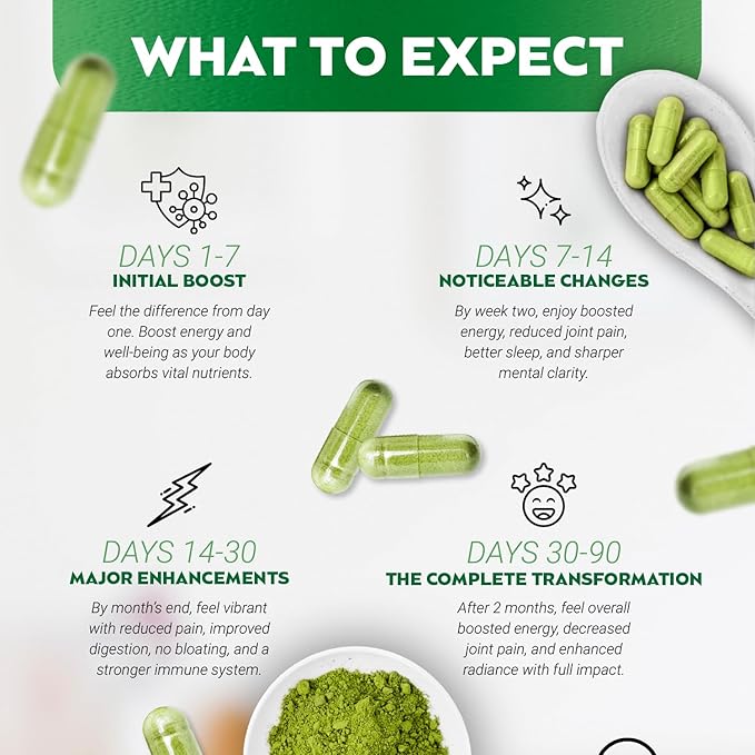 Moringa Powder Capsules - Pure Nutrient-Rich Moringa Powder - A Natural Green Antioxidant Superfood - Supports Energy, Skin Health, Gut Health+ - w/Essential Vitamins & Amino Acids A1 - Pack of 3
