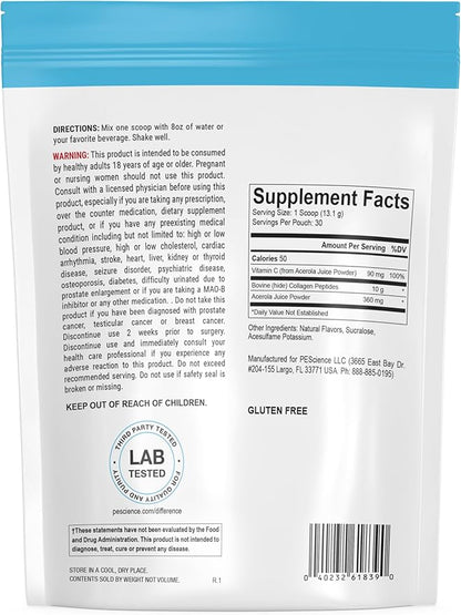 PEScience Collagen Peptides Powder, Hydrolyzed Collagen 30 Servings,