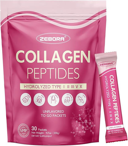 ZEBORA Collagen Peptides Powder Packets 5 Billion 30 Stick