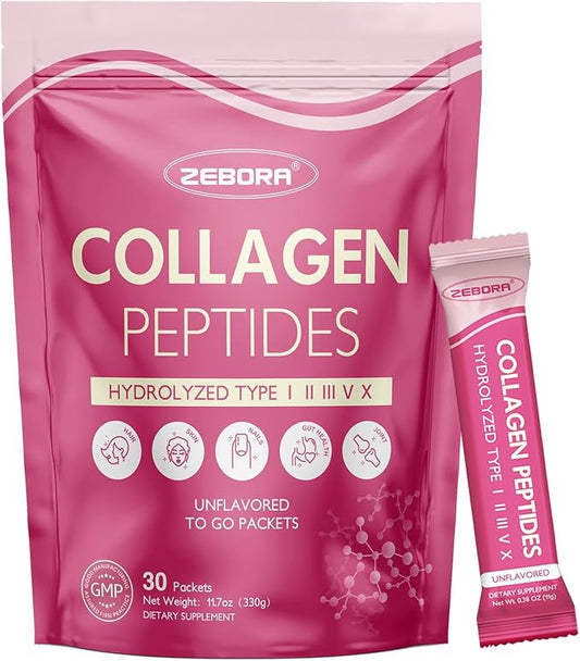 ZEBORA Collagen Peptides Powder Packets 5 Billion 30 Stick