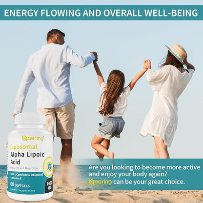 Liposomal Alpha Lipoic Acid 1400mg Softgels, 1000mg, Ubiquinol CoQ10) 100mg 100mg and 10mg,Alpha-Lipoic Acid 240 Softgels
