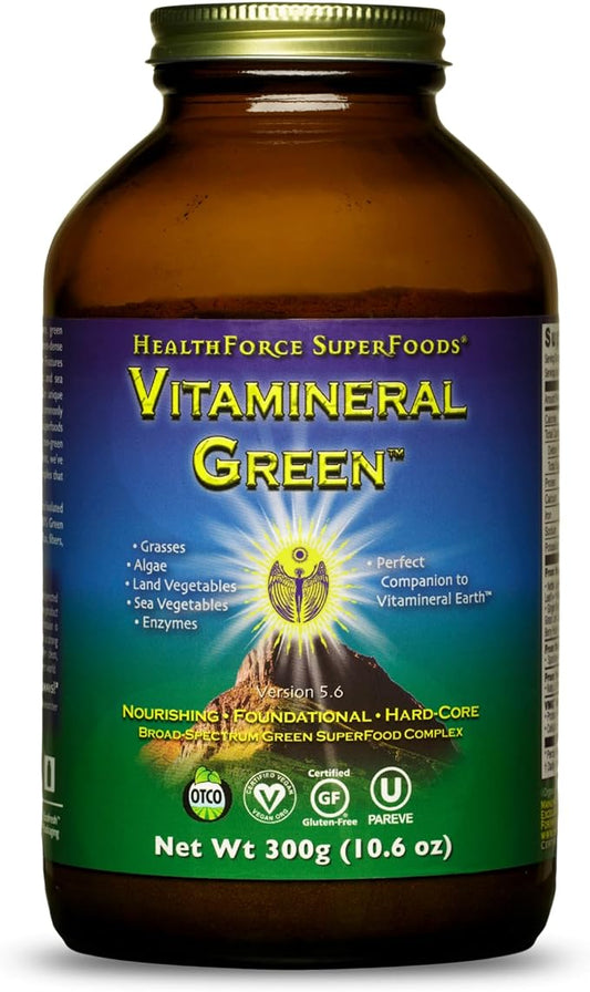 HealthForce SuperFoods Vitamineral Green - Mineral Supplement for Immune & Thyroid Support - Green Powder Supplement with Ingredients from The Land - Gluten-Free & Vegan - 300 Grams