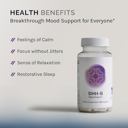 DHH-B Mood Support Supplement, Magnolia Bark Extract with Honokiol, Sleep Aid, Promotes Relaxation, Calm, Stress Relief, 30 Capsules (1 Month Supply)