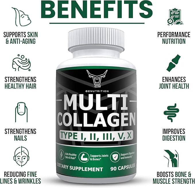 OX OXNUTRITION 90 Capsules Multi Collagen 3P Tested