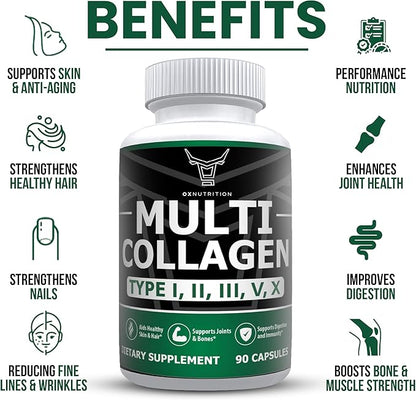 OX OXNUTRITION 90 Capsules Multi Collagen 3P Tested