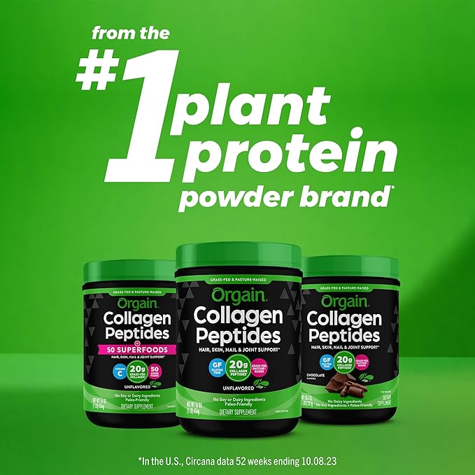 Orgain Hydrolyzed Collagen Powder + 50 20g Grass 1lb