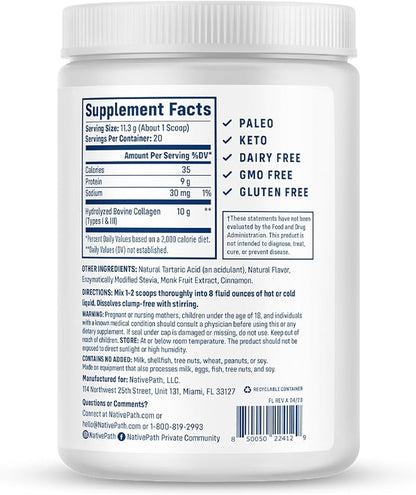 NativePath Collagen Peptides 1 & 3 Collagen. 228g)