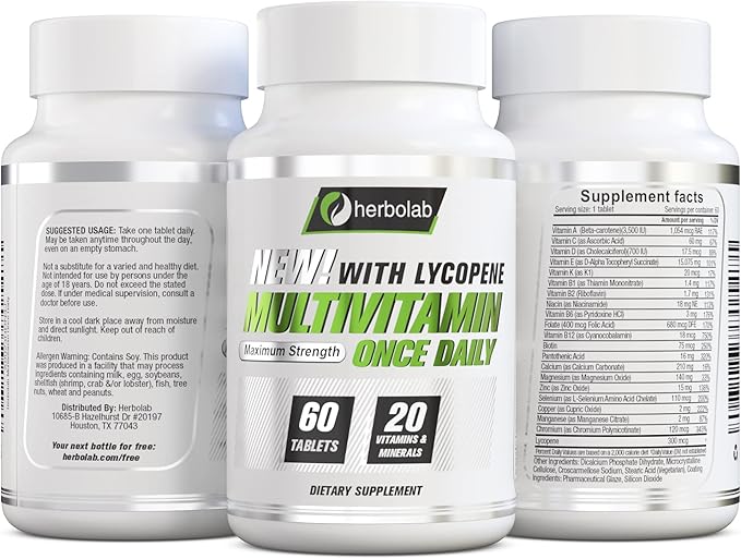 Multivitamin Once Daily, Max Strength Vitamins B1, B2, B2, B6, B6, B12, B12, Niacin, 60 Count 2 Mo