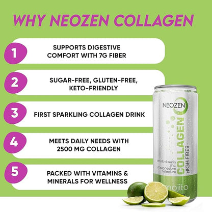 NEOZEN Collagen Sparkling Drink with Dietary Fiber 11.2 fl (12 Pack)