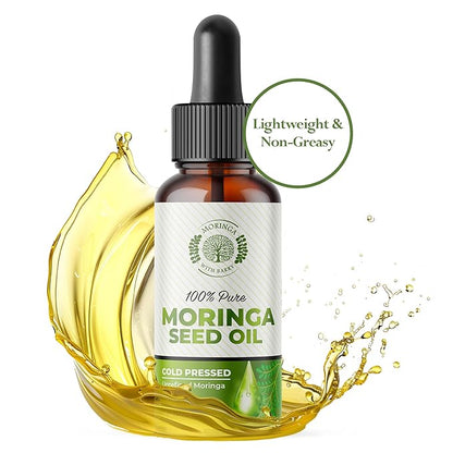 Moringa Seed Oil – 100% Pure, Cold-Pressed & Virgin, Unrefined Non-GMO Vegan Oil, Ultra-Hydrating Moisturizer for Dry Skin, Damaged Hair & Body, Anti-Aging, Ideal Carrier Oil
