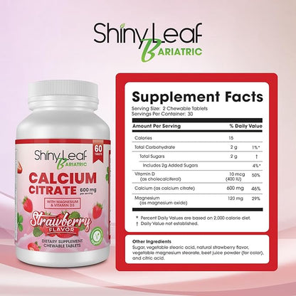 Bariatric Multivitamin with Iron Capsules and Calcium Citrate Chewable Strawberry Flavor - for Post Bariatric Surgery Including Gastric Bypass and Sleeve (3 Months)