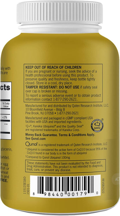 Qunol Ubiquinol CoQ10 200mg Softgels, Ubiquinol 200mg Q10, Antioxidant 60 Count 2)