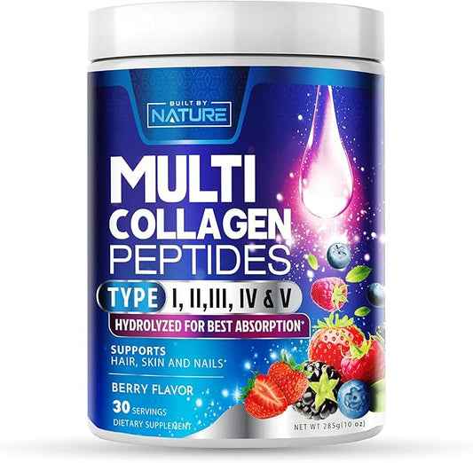 Collagen Powder, Hydrolyzed Type 1 & 3 Peptides, 30 Servings