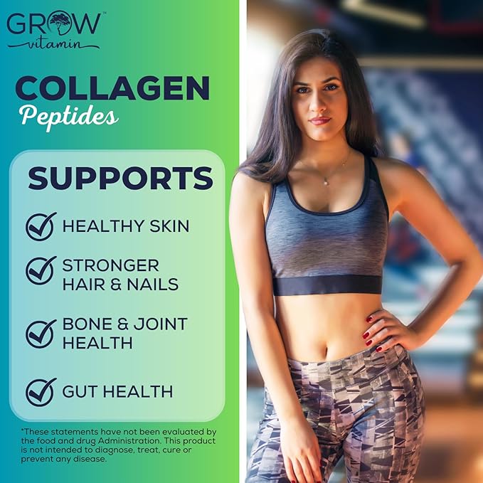 grow vitamin Collagen Peptides Powder, Grass 20 OZ, 56 Servings