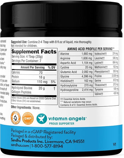 Sandhu's Collagen Peptides Powder|4.9 oz Unflavored|