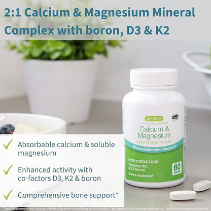 High Absorption Algae Calcium & Magnesium K2 & D3, Non-GMO 6 x 60 Tablets,