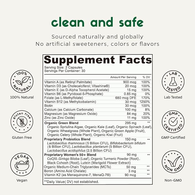 Multivitamin for Women 50 Plus, PMS Coq10, Ginkgo, B6, B12, B12, D3, D3, K2 K2 (60Ct) (60Ct)