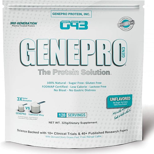 Genepro Unflavored Protein Powder (3rd Generation, 128 Servings)