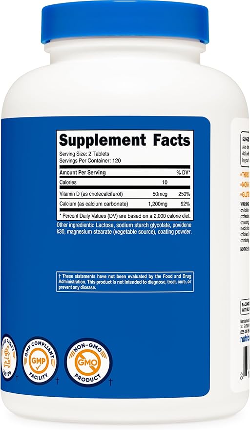 Nutricost Calcium with Vitamin D, 240 Tablets (1200mg) Vitamin (50mcg) Per