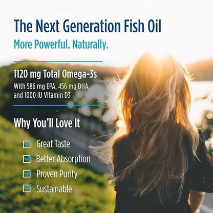 Nordic Naturals Ultimate Omega 2X Mini D3, Lemon 1120 mg Omega-3 + 1000 IU D3-60 Mini Omega-3 Fish 30 Servings