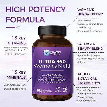 Vitamin World Ultra 360 Multivitamin 180 Caplets
