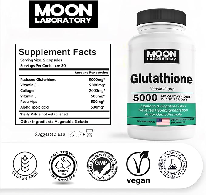 Premium Glutathione Supplement 5000mg |Reduced Form|, 60 Softgels