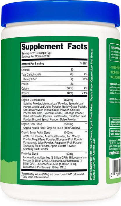 Nutricost Organic Super Greens Powder (30 Servings) (30 Servings,