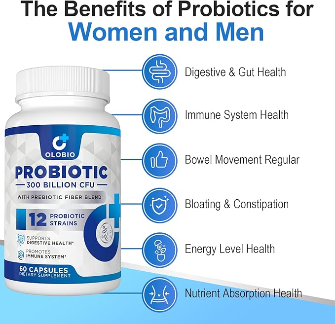 300 Billion CFU Probiotic, Probiotics 12 Probiotics 3 Prebiotics, 60 Counts