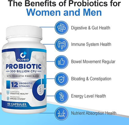 300 Billion CFU Probiotic, Probiotics 12 Probiotics 3 Prebiotics, 60 Counts