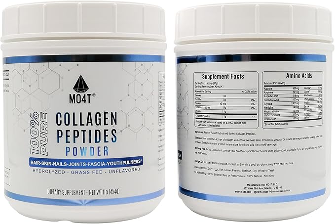 MO4T Grass-Fed Hydrolyzed Bovine Collagen Peptides- (1 Pound)