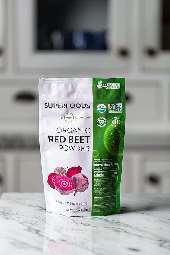 MRM Nutrition Organic Red Beet Powder | Superfoods | Energy | Cardiovascular Health | Nutrient Dense | Gluten-Free + Vegan | 24 Servings