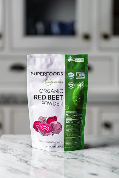 MRM Nutrition Organic Red Beet Powder | Superfoods | Energy | Cardiovascular Health | Nutrient Dense | Gluten-Free + Vegan | 24 Servings