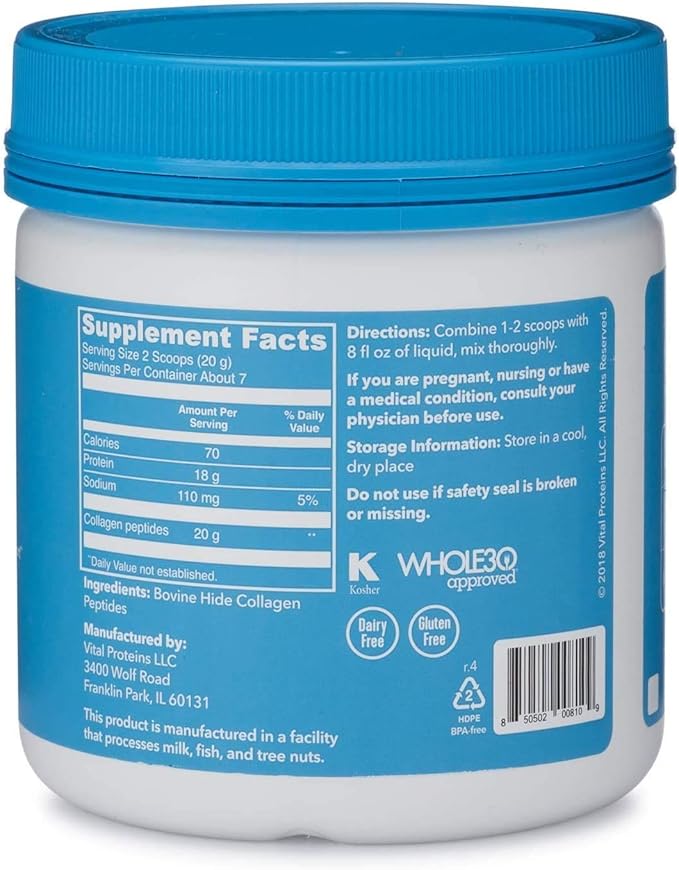 Vital Proteins Collagen Peptides Powder Supplement 20g per 5 oz
